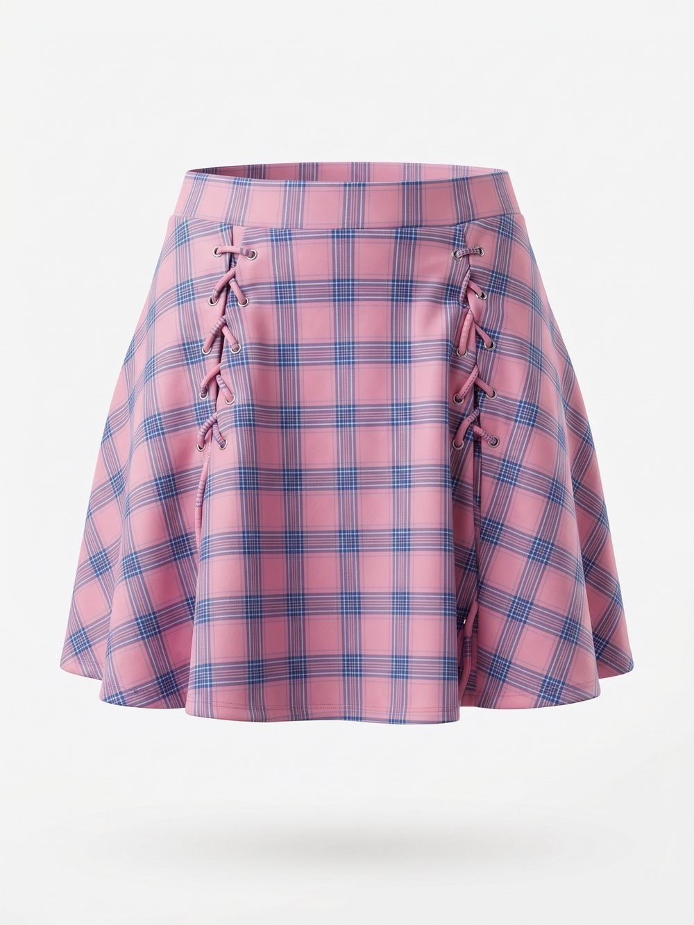 Hot Topic Plaid Skater Skirt Lace Up Pink Blue 3X Plus